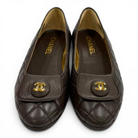 CHANEL Brown Ballet Shoes Women COCO Mark Matrasse 04
