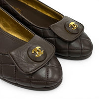 CHANEL Brown Ballet Shoes Women COCO Mark Matrasse 08