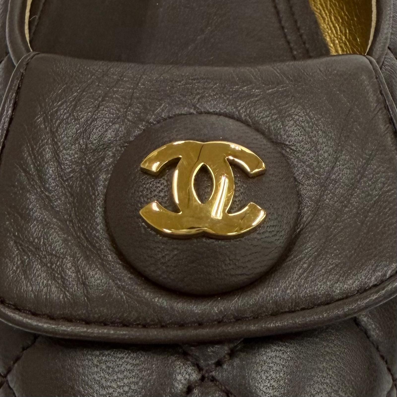 CHANEL Brown Ballet Shoes Women COCO Mark Matrasse 09