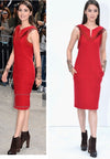 CHANEL 14PF Red Fringe Leather Trim Wool Tweed Dress 34 シャネル レッド フリンジ レザー トリミング ウール ツイード ワンピース 即発