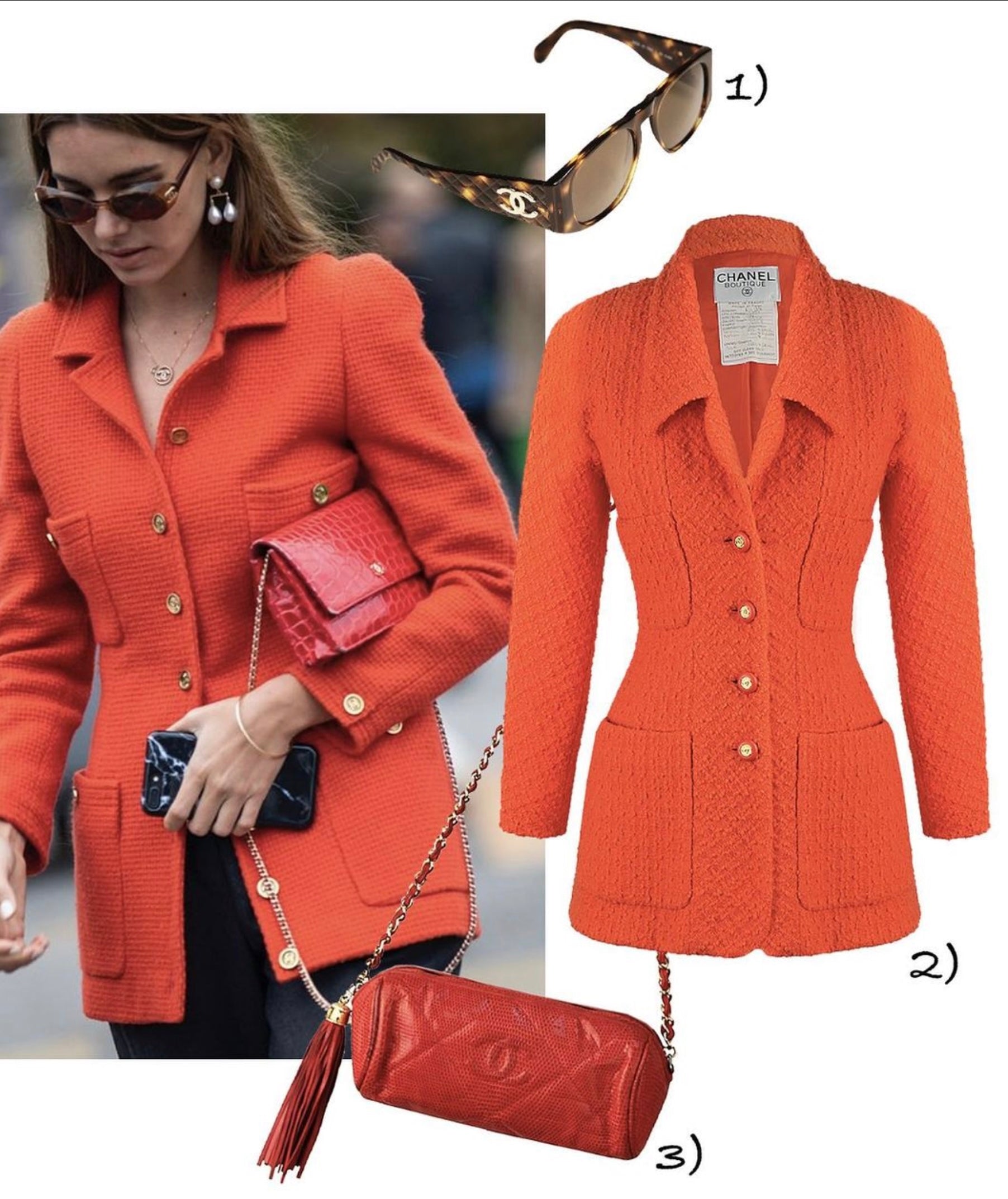 シャネル ジャケット CHANEL ヴィンテージ レッド ウール