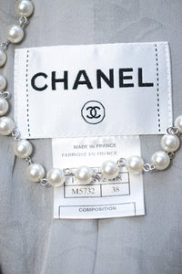 CHANEL 08S Gray Purple Braid Trim Lesage Tweed Jacket 38 シャネル グレー パープル ブレイド トリム CC握手ボタン ルサージュ ツイード ジャケット 即発