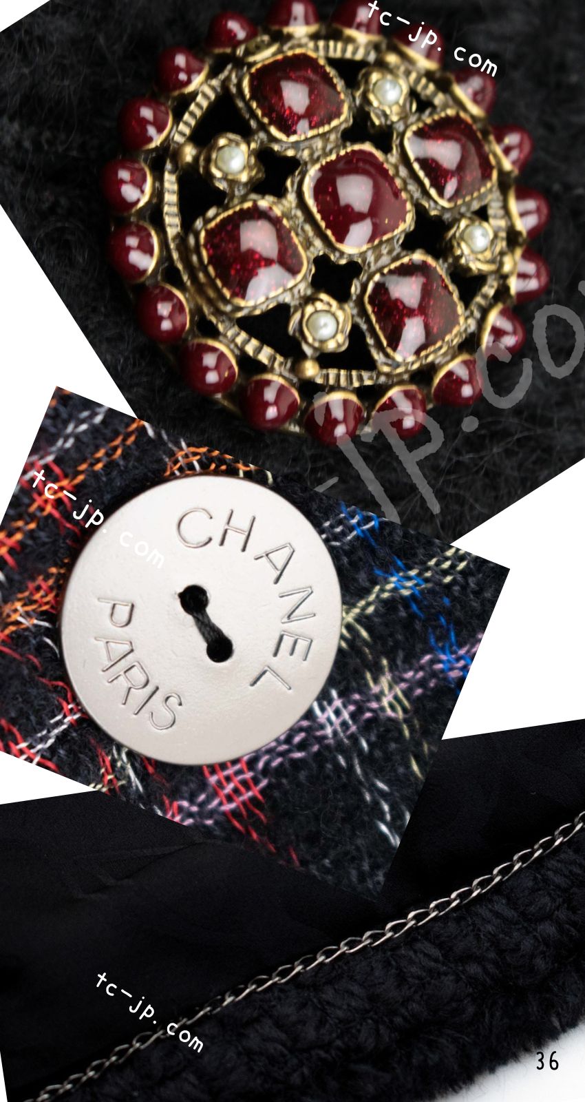 CHANEL 13PF Black Tartan Check Tweed Jacket 36 シャネル ブラック タータンチェック ツイード ジャケット 即発