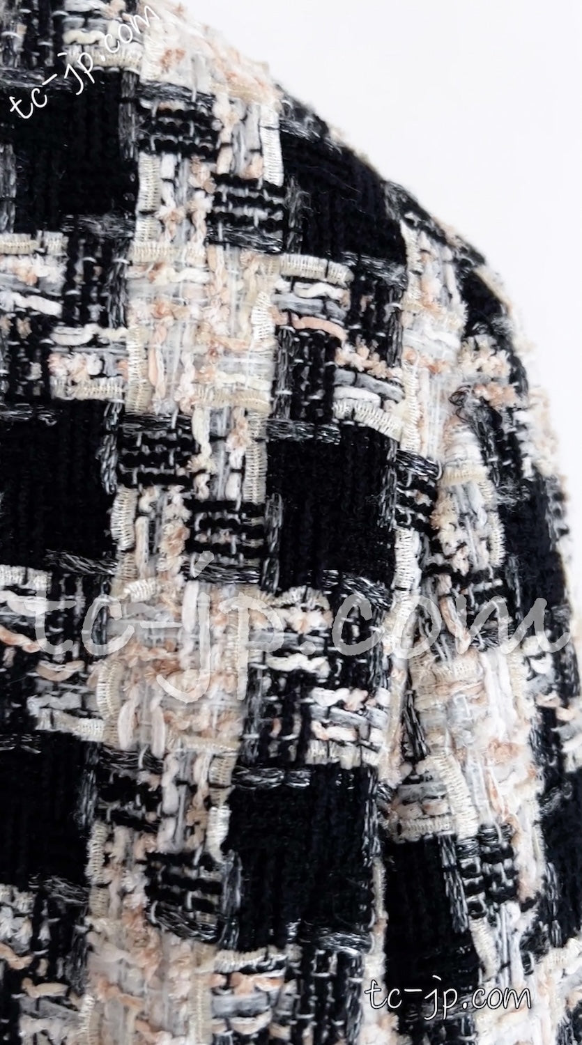 CHANEL 04PF Ivory Beige Bow Ribbon Jacket Skirt Suit 38 42 シャネル アイボリー ベージュ リボン ツイード ジャケット スカート スーツ 即発