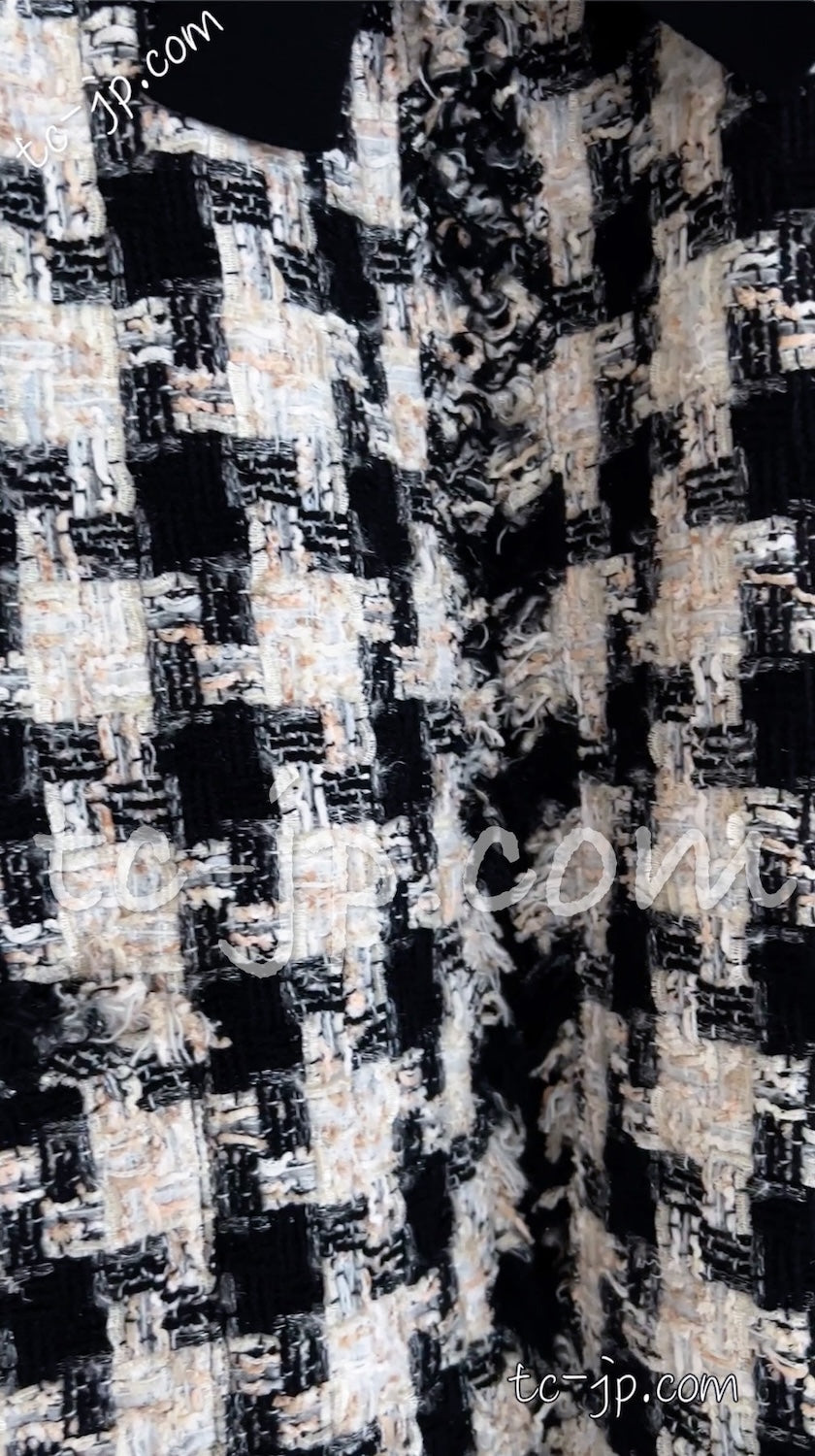 CHANEL 04PF Ivory Beige Bow Ribbon Jacket Skirt Suit 38 42 シャネル アイボリー ベージュ リボン ツイード ジャケット スカート スーツ 即発