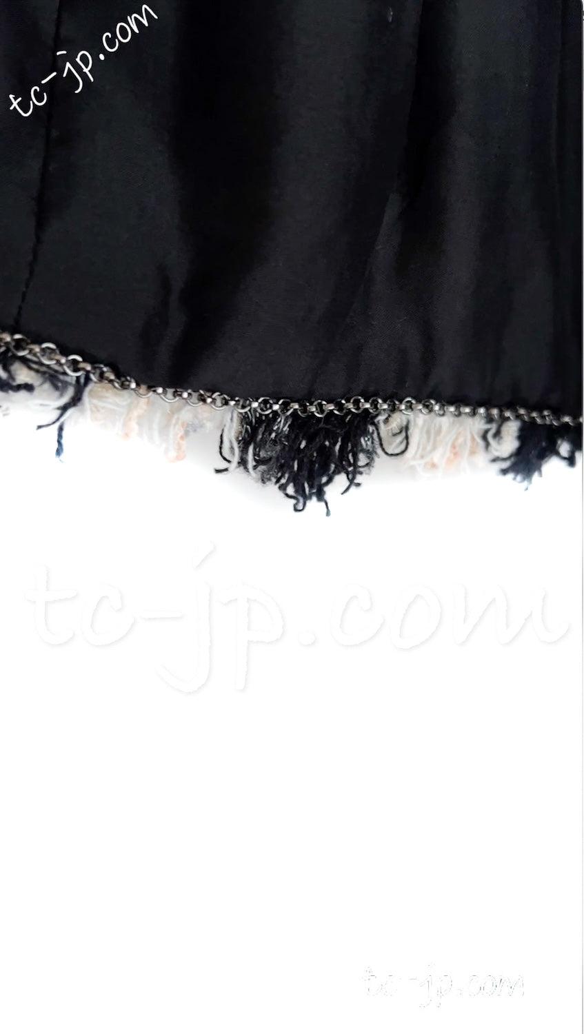 CHANEL 04PF Ivory Beige Bow Ribbon Jacket Skirt Suit 38 42 シャネル アイボリー ベージュ リボン ツイード ジャケット スカート スーツ 即発