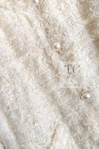 CHANEL 05S Ivory White Pearl Buttons Lesage Tweed Jacket Skirt Suit 36 40 42 シャネル アイボリー ホワイト パール CC ボタン ルサージュ ツイード ジャケット スカート スーツ 即発