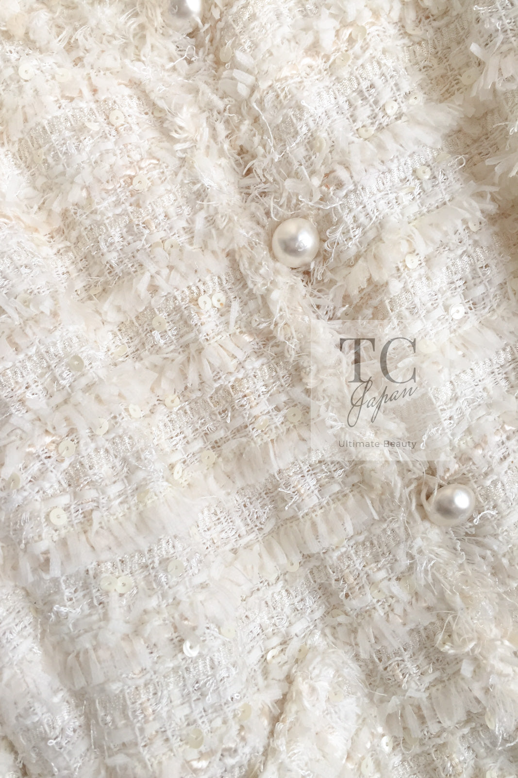 CHANEL 05S Ivory White Pearl Buttons Lesage Tweed Jacket Skirt Suit 36 40 42 シャネル アイボリー ホワイト パール CC ボタン ルサージュ ツイード ジャケット スカート スーツ 即発