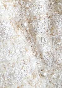 CHANEL 05S Ivory White Pearl Buttons Lesage Tweed Jacket Skirt Suit 36 40 42 シャネル アイボリー ホワイト パール CC ボタン ルサージュ ツイード ジャケット スカート スーツ 即発