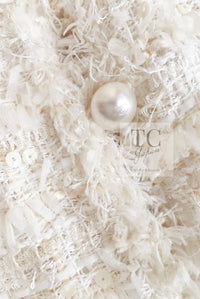 CHANEL 05S Ivory White Pearl Buttons Lesage Tweed Jacket Skirt Suit 36 40 42 シャネル アイボリー ホワイト パール CC ボタン ルサージュ ツイード ジャケット スカート スーツ 即発