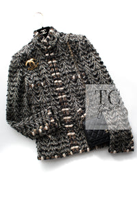 CHANEL 12PF Brown Black Metallic Tweed Jacket Skirt Suit 36 シャネル ブラウン ブラック メタリック ツイード ジャケット スカート スーツ 即発