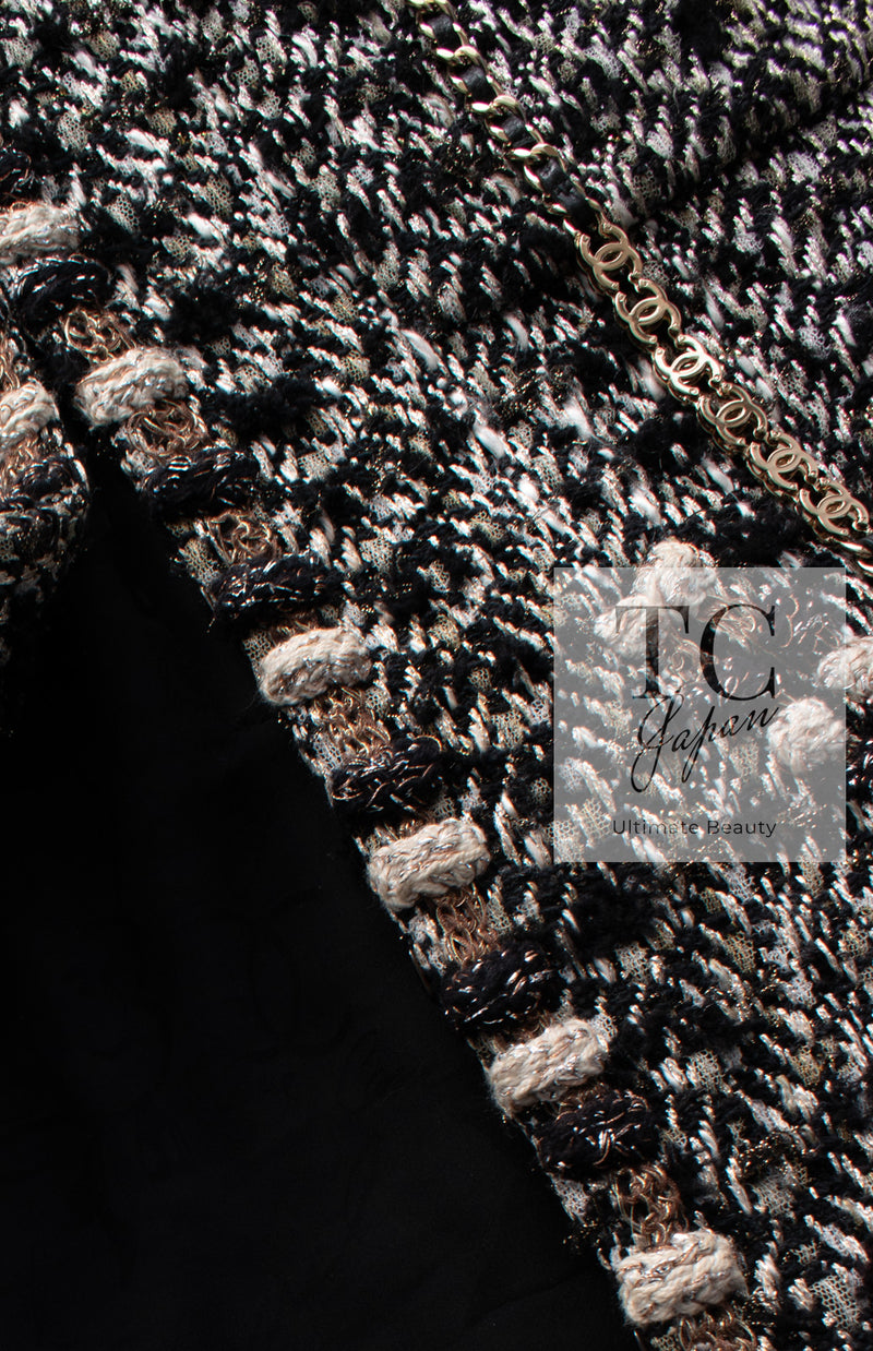 CHANEL 12PF Brown Black Metallic Tweed Jacket Skirt 36 シャネル ブラウン ブラック メタリック ツイード ジャケット スカート 即発