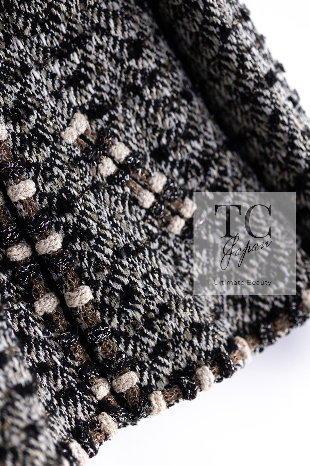 CHANEL 12PF Brown Black Metallic Tweed Jacket Skirt Suit 36 シャネル ブラウン ブラック メタリック ツイード ジャケット スカート スーツ 即発