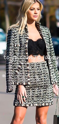 CHANEL 12PF Brown Black Metallic Tweed Jacket Skirt Suit 36 シャネル ブラウン ブラック メタリック ツイード ジャケット スカート スーツ 即発 - TC JAPAN