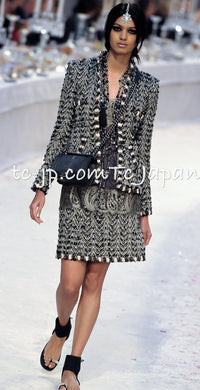 CHANEL 12PF Brown Black Metallic Tweed Jacket Skirt 36 シャネル ブラウン ブラック メタリック ツイード ジャケット スカート 即発