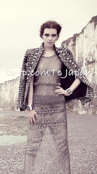 CHANEL 12PF Brown Black Metallic Tweed Jacket Skirt 36 シャネル ブラウン ブラック メタリック ツイード ジャケット スカート 即発