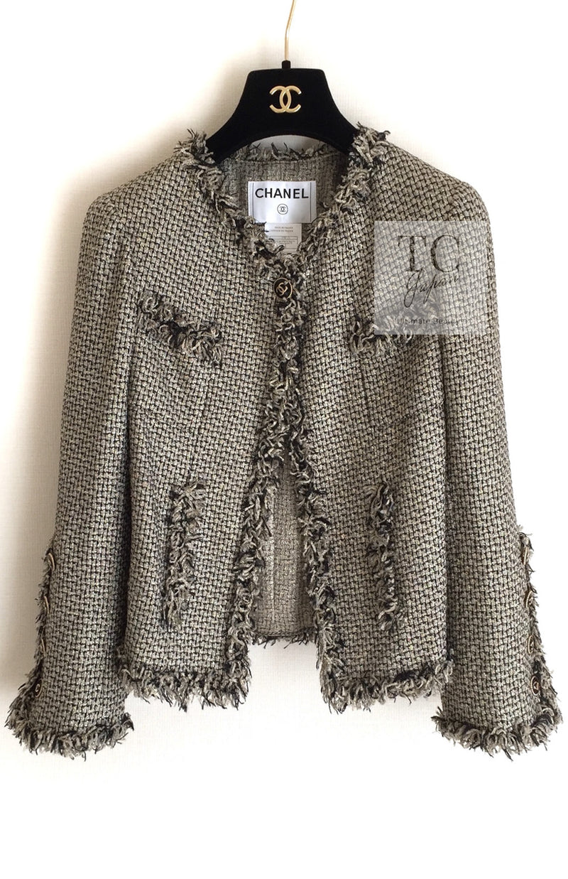 CHANEL 07S Gold Black Tweed Jacket 34 シャネル ゴールド ブラック ツイード ジャケット 即発