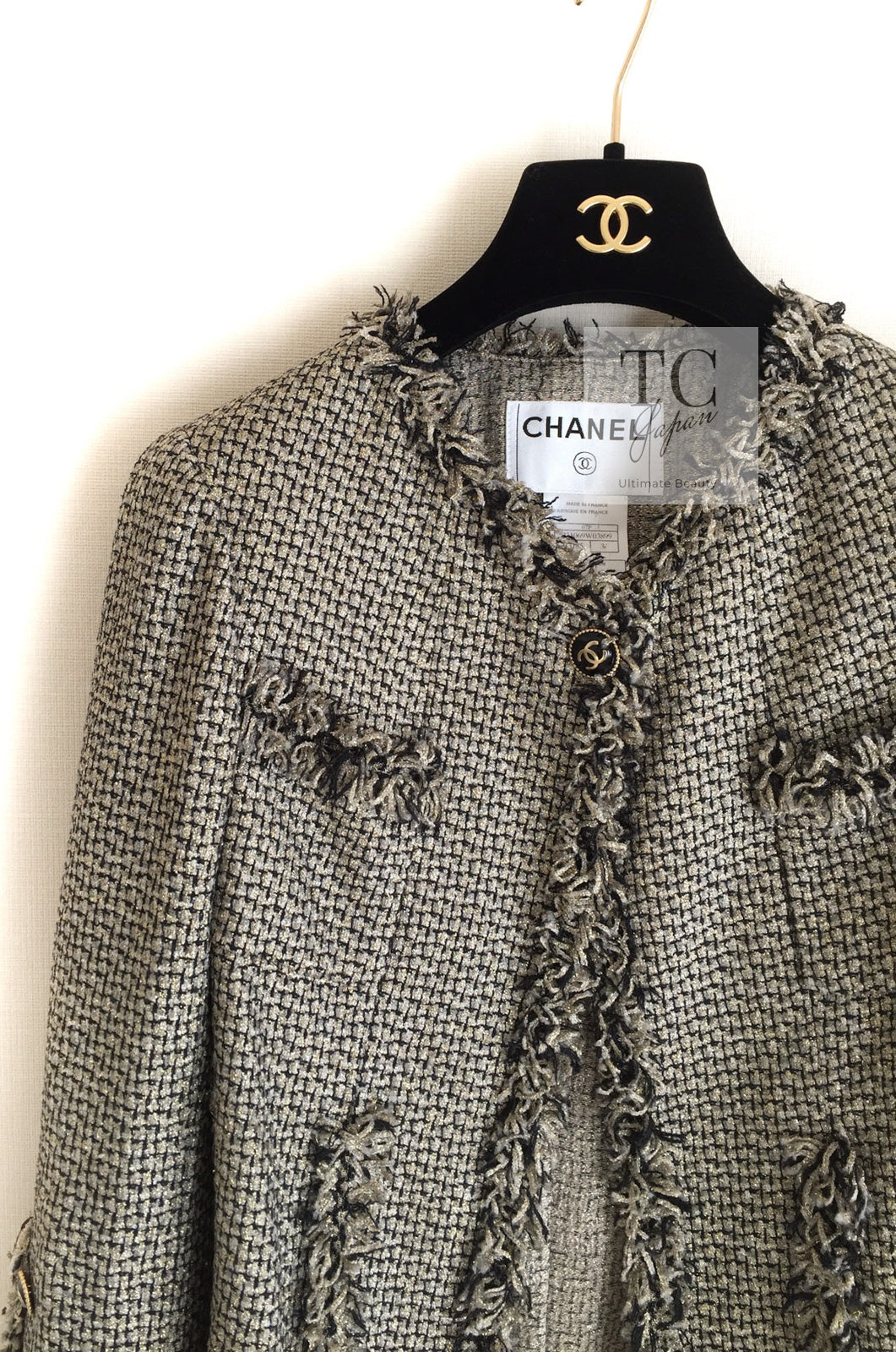 CHANEL 07S Gold Black Tweed Jacket 34 シャネル ゴールド ブラック ツイード ジャケット 即発