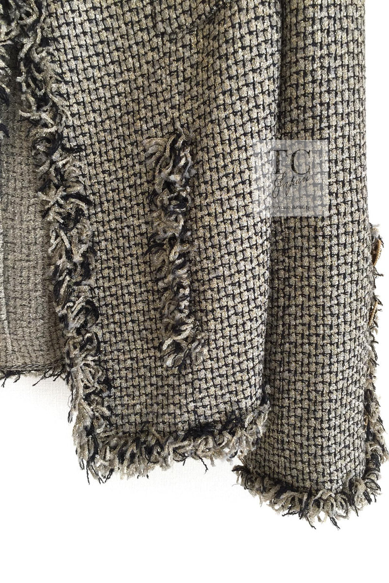 CHANEL 07S Gold Black Tweed Jacket 34 シャネル ゴールド ブラック ツイード ジャケット 即発