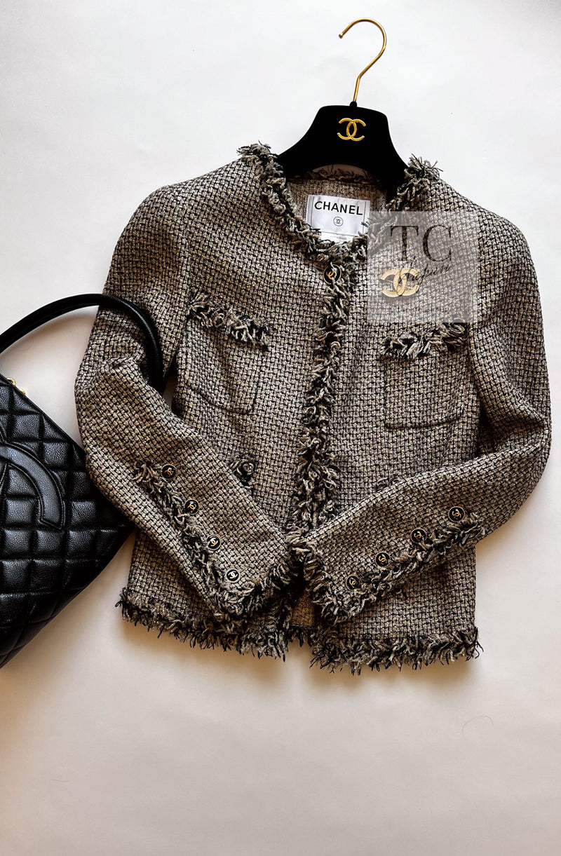 CHANEL 07S Gold Black Tweed Jacket 34 シャネル ゴールド ブラック ツイード ジャケット 即発
