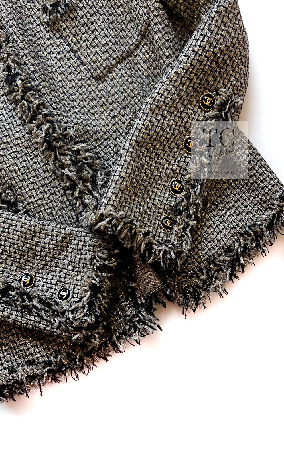 CHANEL 07S Gold Black Tweed Jacket 34 シャネル ゴールド ブラック ツイード ジャケット 即発