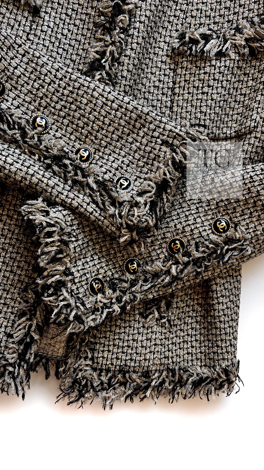 CHANEL 07S Gold Black Tweed Jacket 34 シャネル ゴールド ブラック ツイード ジャケット 即発