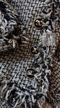 CHANEL 07S Gold Black Tweed Jacket 34 シャネル ゴールド ブラック ツイード ジャケット 即発