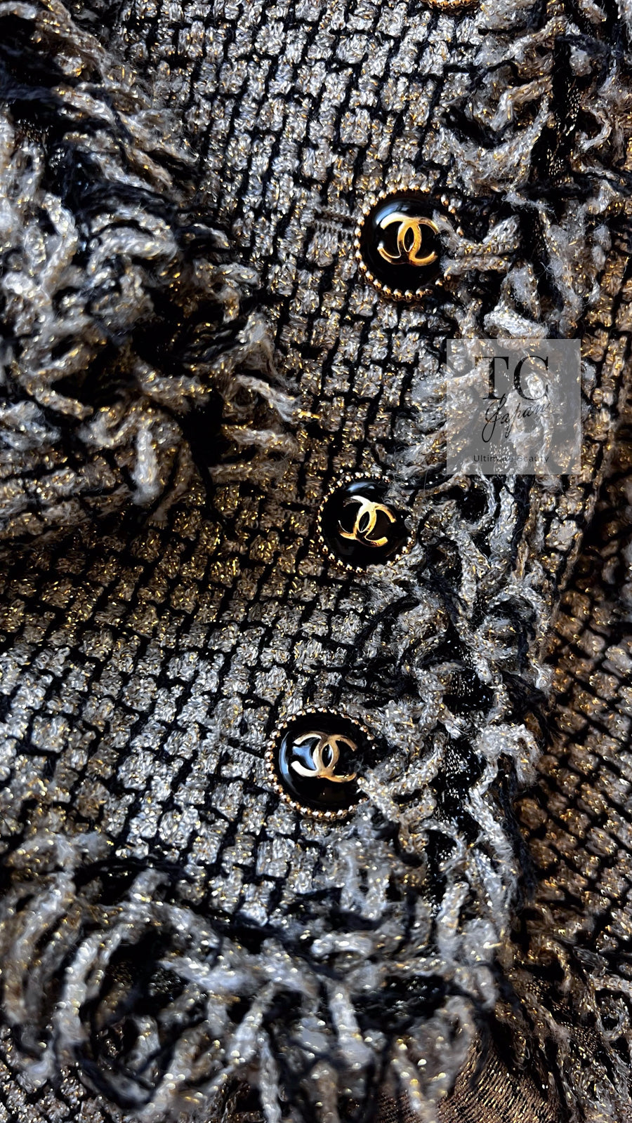 CHANEL 07S Gold Black Tweed Jacket 34 シャネル ゴールド ブラック ツイード ジャケット 即発