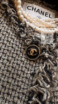 CHANEL 07S Gold Black Tweed Jacket 34 シャネル ゴールド ブラック ツイード ジャケット 即発