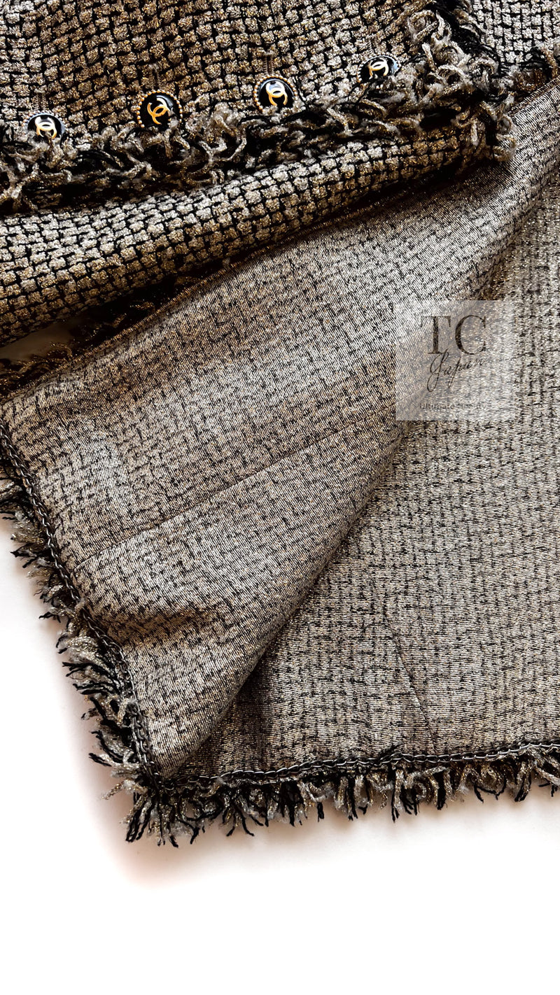 CHANEL 07S Gold Black Tweed Jacket 34 シャネル ゴールド ブラック ツイード ジャケット 即発