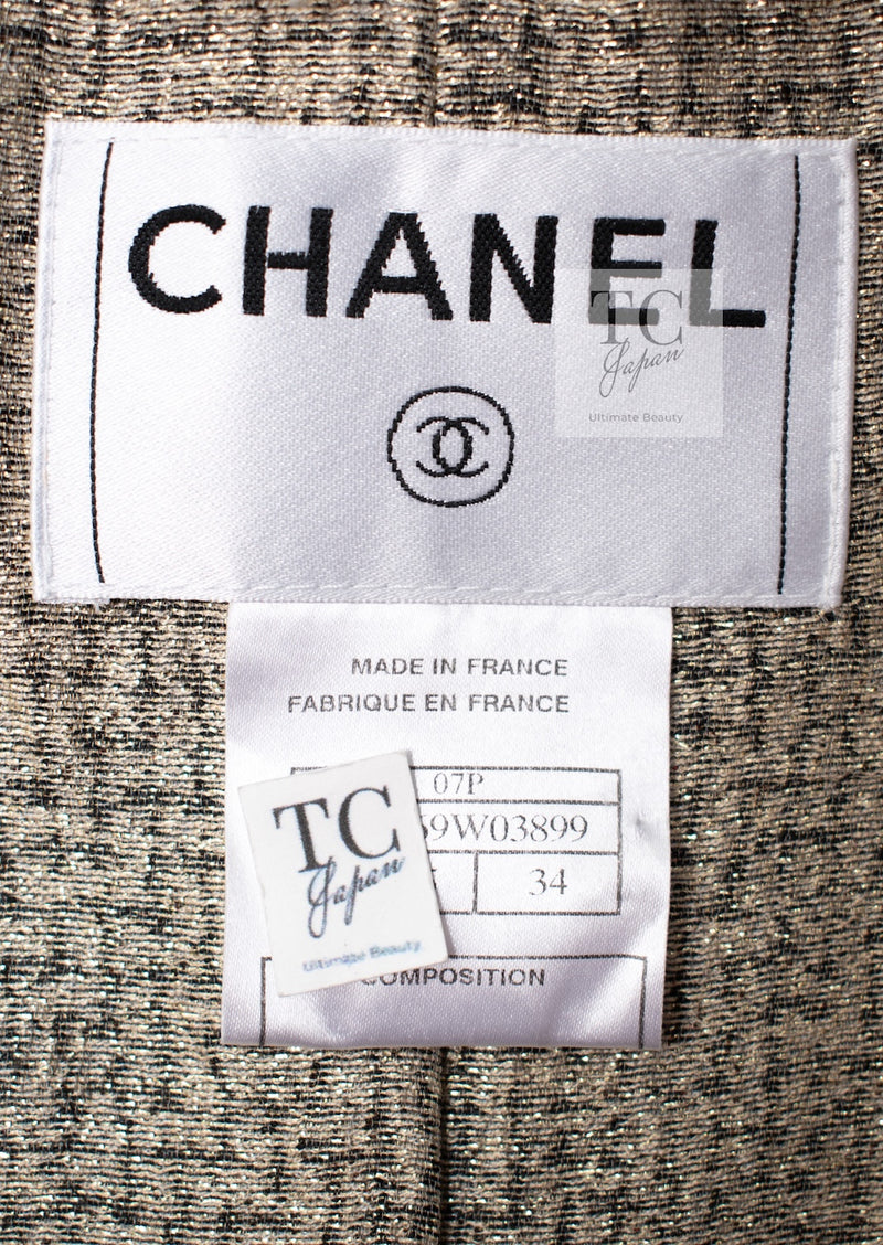 CHANEL 07S Gold Black Tweed Jacket 34 シャネル ゴールド ブラック ツイード ジャケット 即発