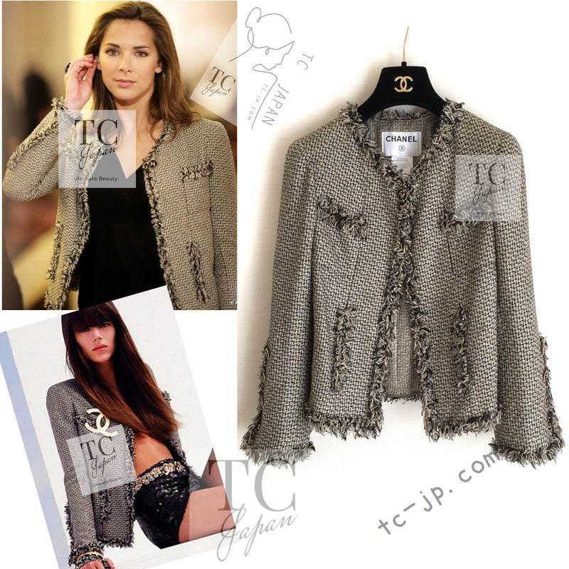 CHANEL 07S Gold Black Tweed Jacket 34 シャネル ゴールド ブラック ツイード ジャケット 即発