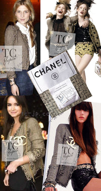 CHANEL 07S Gold Black Tweed Jacket 34 シャネル ゴールド ブラック ツイード ジャケット 即発