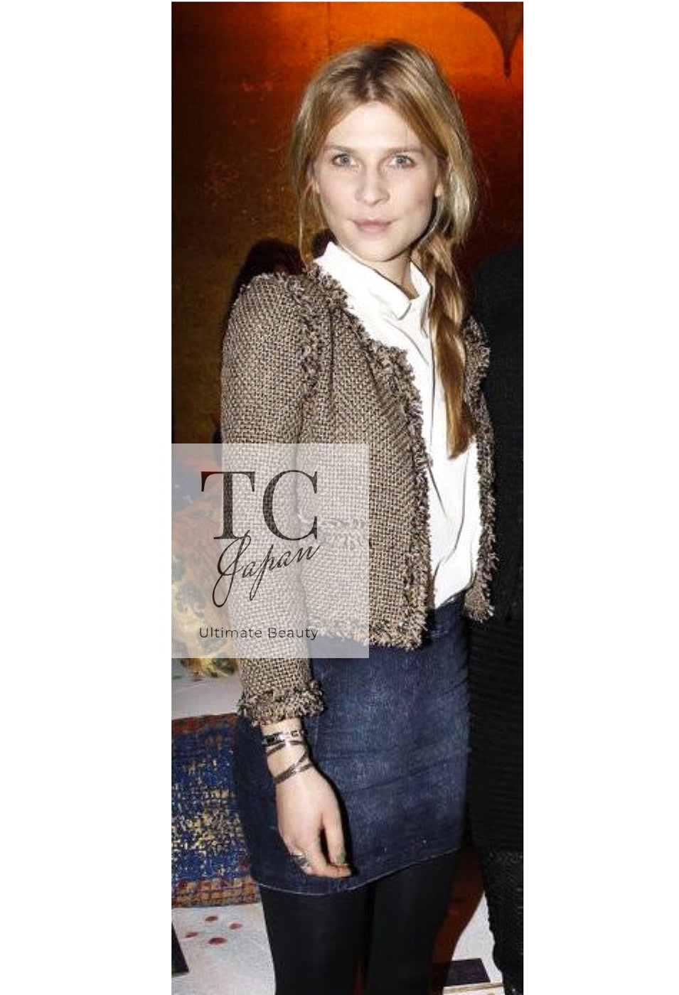 CHANEL 07S Gold Black Tweed Jacket 34 シャネル ゴールド ブラック ツイード ジャケット 即発