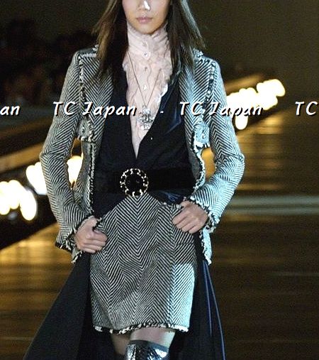 CHANEL 06A Brown Herringbone Chevron Wool Tweed Jacket Kate Moss 38 シャネル ブラウン シェベロン ウール ツイード ジャケット ケイトモス着 即発