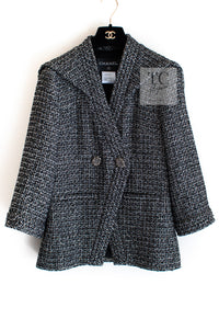 CHANEL 12A Gray Black Silver Gold Metallic Tweed Jacket 38 シャネル グレー ブラック シルバー ゴールド メタリック ツイード ジャケット 即発