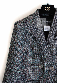 CHANEL 12A Gray Black Silver Gold Metallic Tweed Jacket 38 シャネル グレー ブラック シルバー ゴールド メタリック ツイード ジャケット 即発