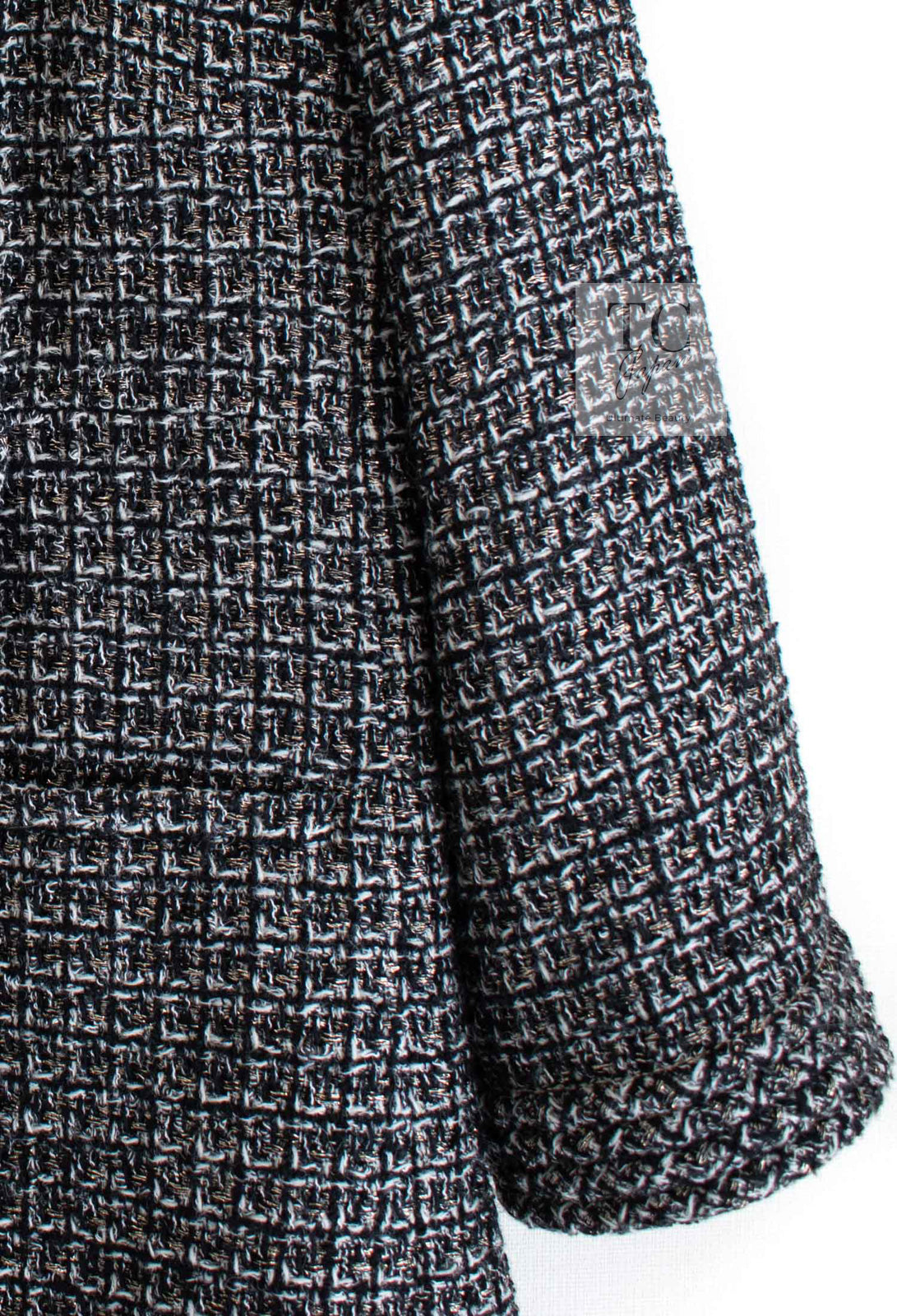CHANEL 12A Gray Black Silver Gold Metallic Tweed Jacket 38 シャネル グレー ブラック シルバー ゴールド メタリック ツイード ジャケット 即発