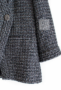 CHANEL 12A Gray Black Silver Gold Metallic Tweed Jacket 38 シャネル グレー ブラック シルバー ゴールド メタリック ツイード ジャケット 即発