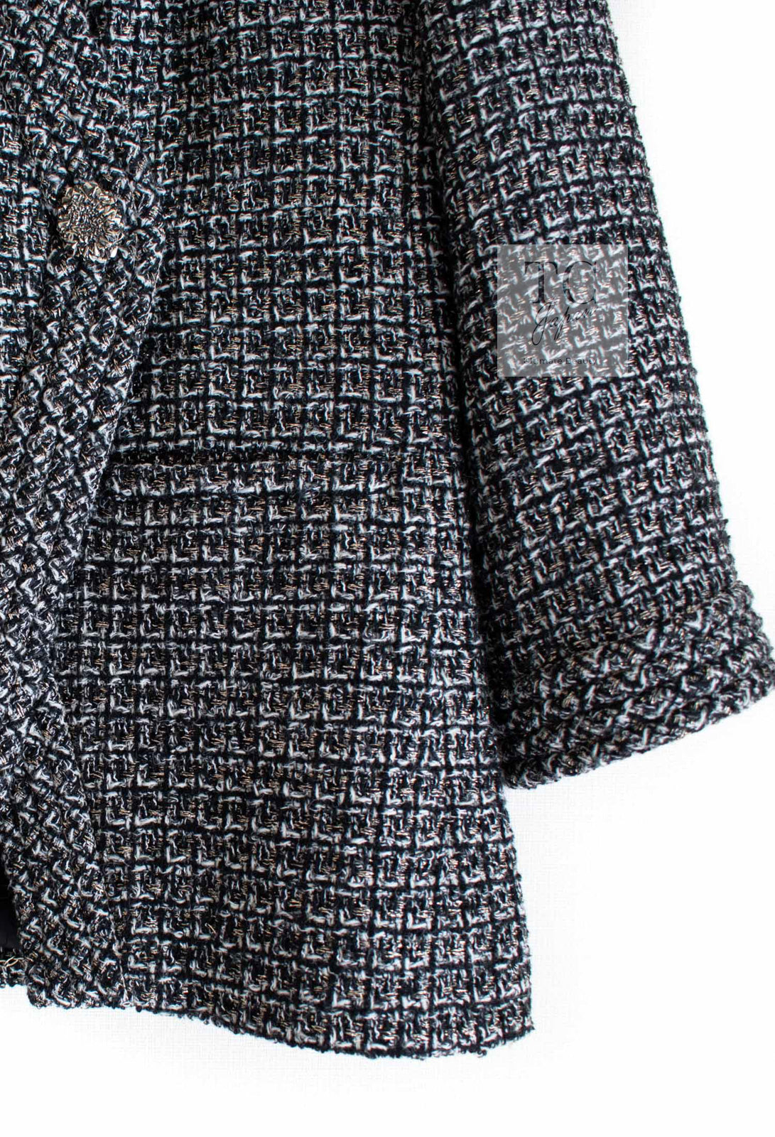 CHANEL 12A Gray Black Silver Gold Metallic Tweed Jacket 38 シャネル グレー ブラック シルバー ゴールド メタリック ツイード ジャケット 即発