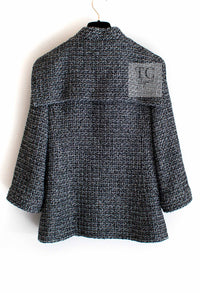 CHANEL 12A Gray Black Silver Gold Metallic Tweed Jacket 38 シャネル グレー ブラック シルバー ゴールド メタリック ツイード ジャケット 即発