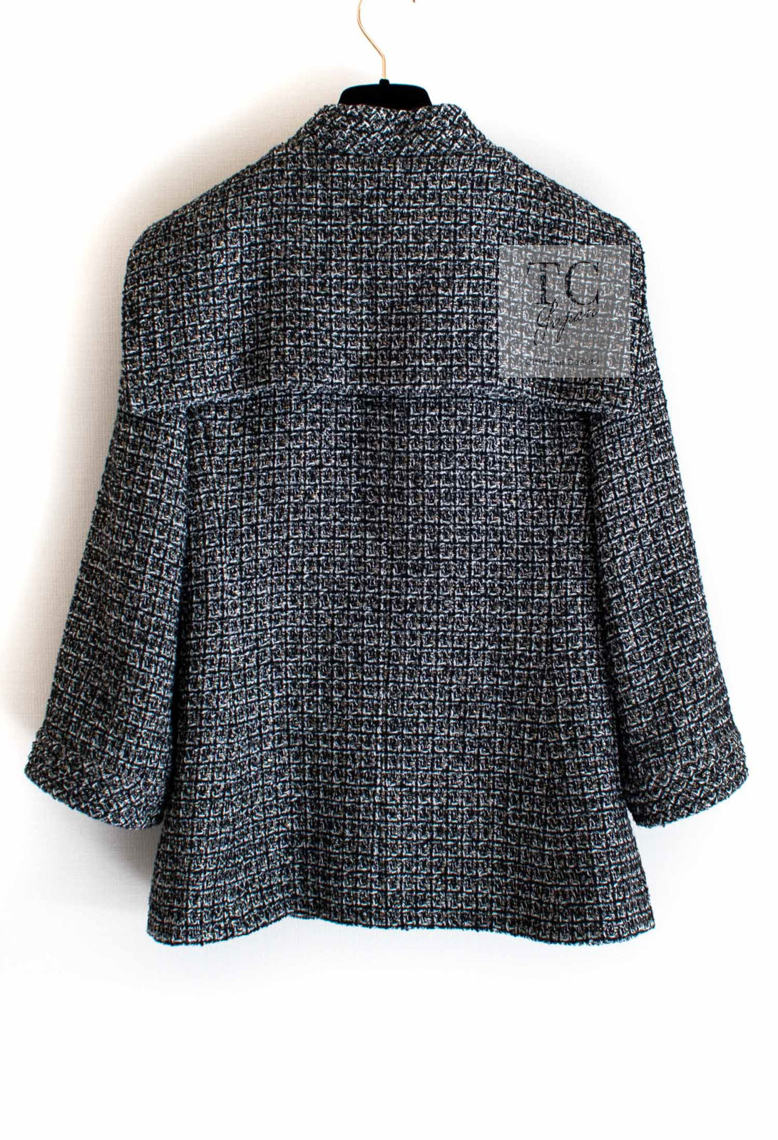 CHANEL 12A Gray Black Silver Gold Metallic Tweed Jacket 38 シャネル グレー ブラック シルバー ゴールド メタリック ツイード ジャケット 即発