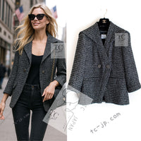 CHANEL 12A Gray Black Silver Gold Metallic Tweed Jacket 38 シャネル グレー ブラック シルバー ゴールド メタリック ツイード ジャケット 即発