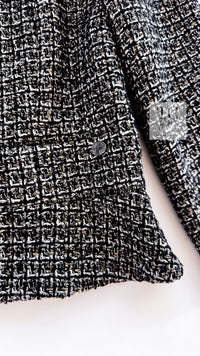 CHANEL 12A Black Gray Silver Gold Metallic Zipper Tweed Jacket 36 38 シャネル ブラック グレー シルバー ゴールド メタリック ジッパー ツイード ジャケット 即発