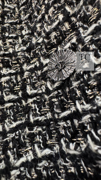 CHANEL 12A Black Gray Silver Gold Metallic Zipper Tweed Jacket 36 38 シャネル ブラック グレー シルバー ゴールド メタリック ジッパー ツイード ジャケット 即発