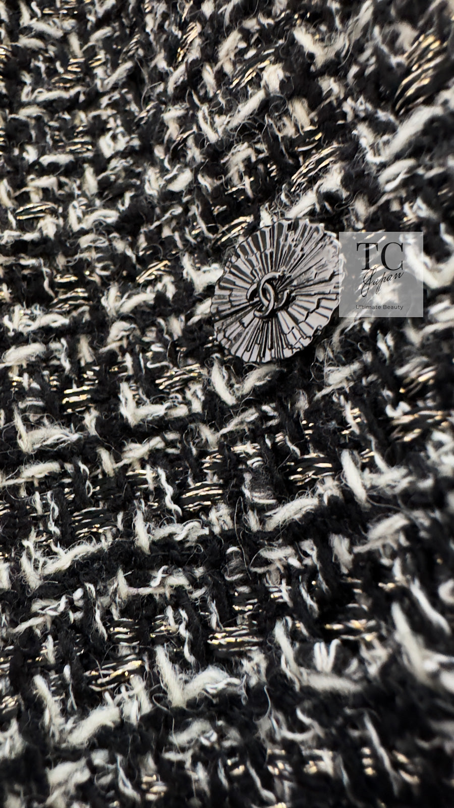 CHANEL 12A Black Gray Silver Gold Metallic Zipper Tweed Jacket 36 38 シャネル ブラック グレー シルバー ゴールド メタリック ジッパー ツイード ジャケット 即発