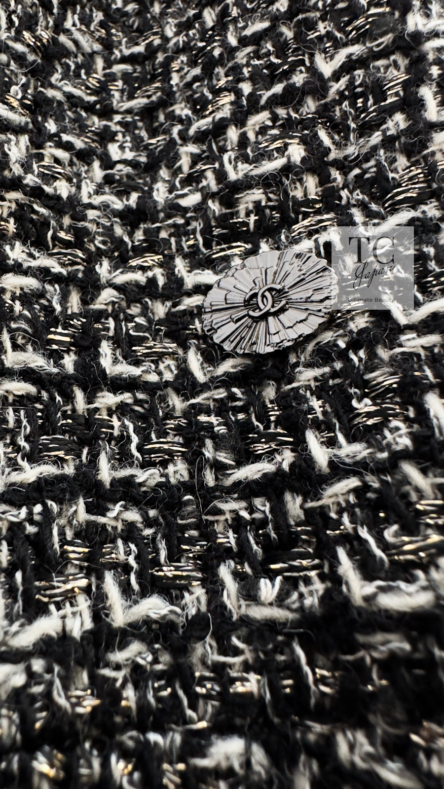 CHANEL 12A Black Gray Silver Gold Metallic Zipper Tweed Jacket 36 38 シャネル ブラック グレー シルバー ゴールド メタリック ジッパー ツイード ジャケット 即発