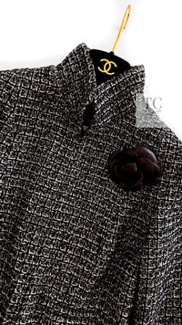 CHANEL 12A Black Gray Silver Gold Metallic Zipper Tweed Jacket 36 38 シャネル ブラック グレー シルバー ゴールド メタリック ジッパー ツイード ジャケット 即発