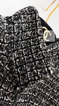 CHANEL 12A Black Gray Silver Gold Metallic Zipper Tweed Jacket 36 38 シャネル ブラック グレー シルバー ゴールド メタリック ジッパー ツイード ジャケット 即発