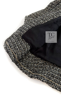 CHANEL 12A Black Gray Silver Gold Metallic Zipper Tweed Jacket 36 38 シャネル ブラック グレー シルバー ゴールド メタリック ジッパー ツイード ジャケット 即発